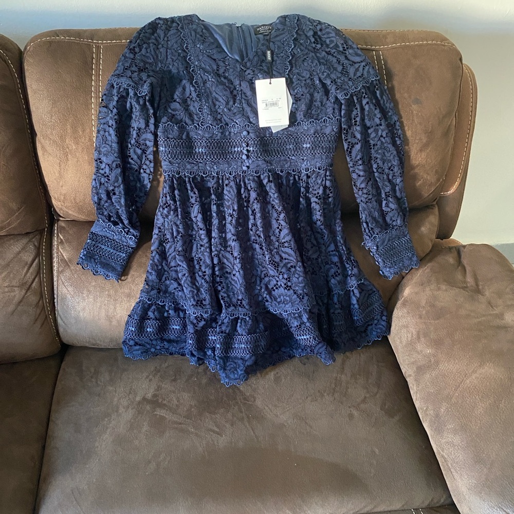 Elegant Navy Blue Lace Kids Dress